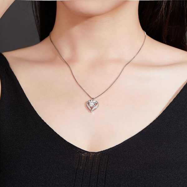 Lucky 'Sparkling Heart' moissanite sterling silver necklace - Image 3